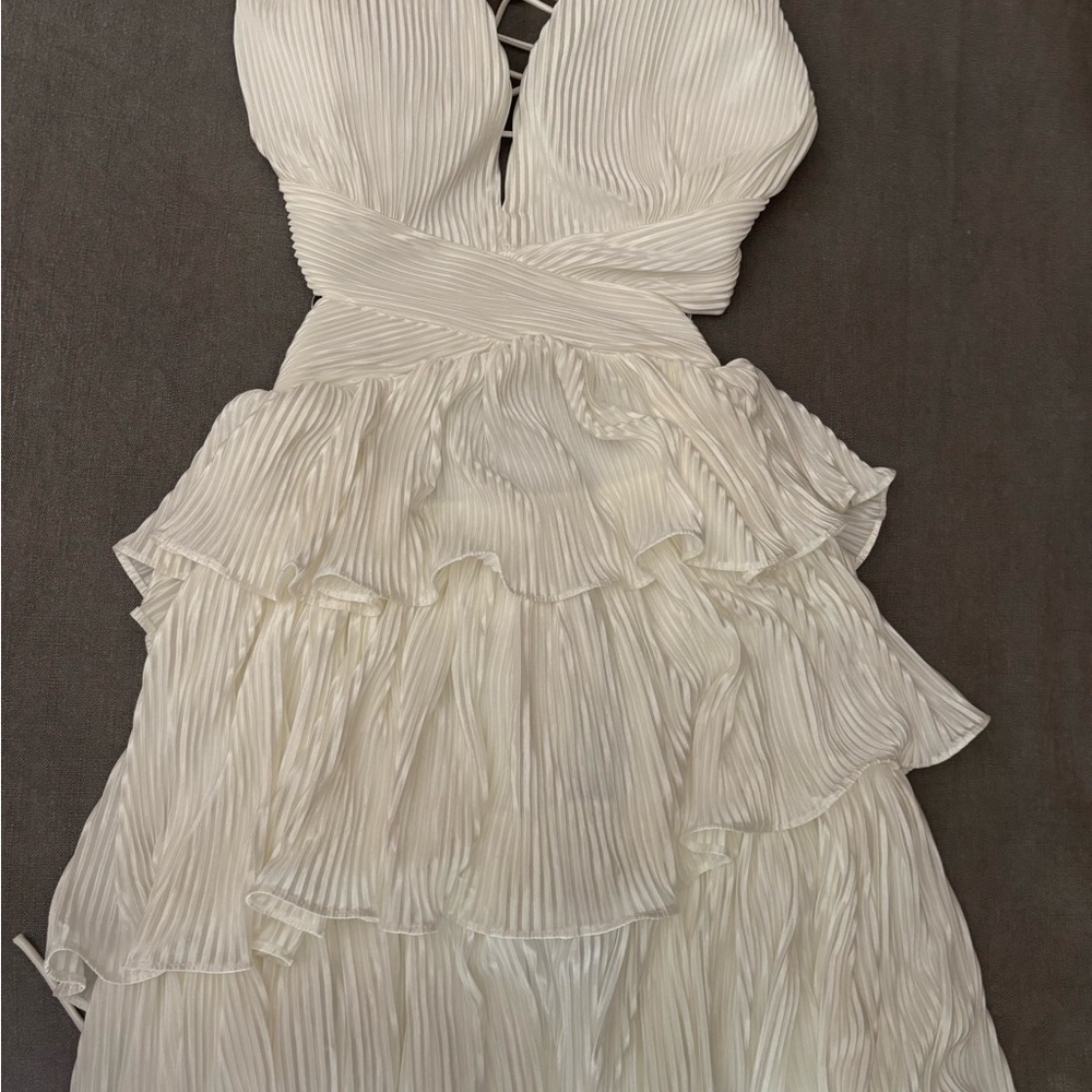 Lulu's White Backless Pleated Dress